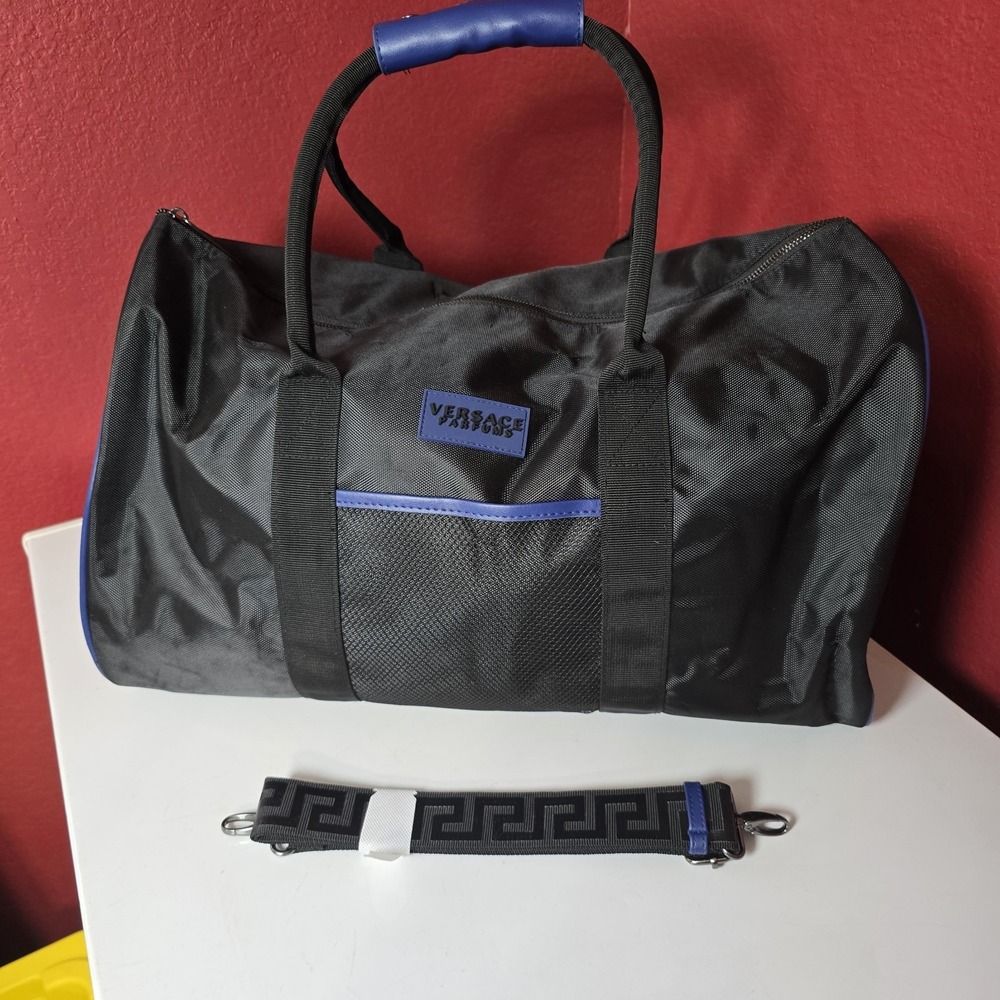 Versace Black and Blue Duffel Bag